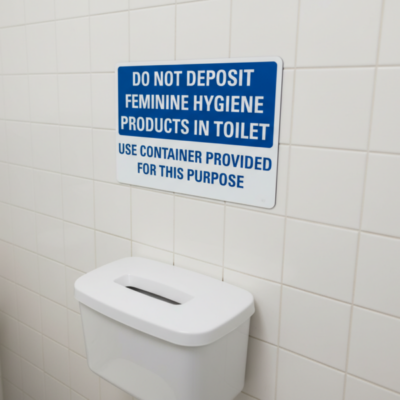 Do Not Deposit Feminine Hygiene Products In Toilet Use