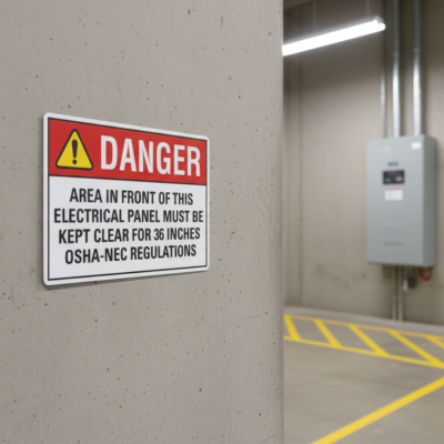 Danger (Ansi) Area In Front Of This Electrical Panel Must Be