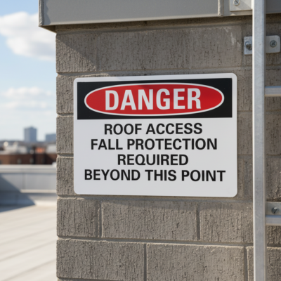 Danger Roof Access Fall Protection Required