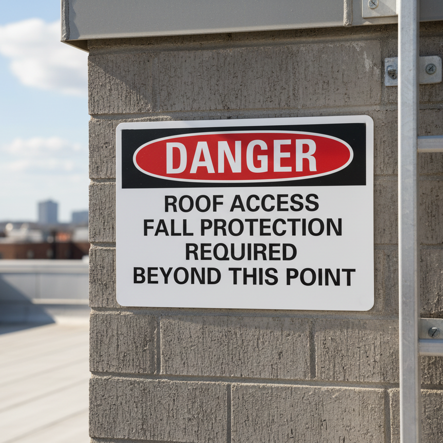 Danger Roof Access Fall Protection Required