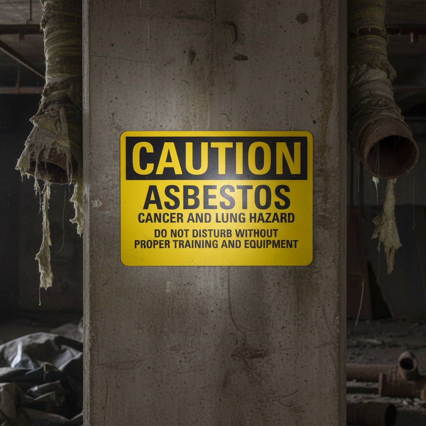 Caution Asbestos Cancer And Lung Hazard Do