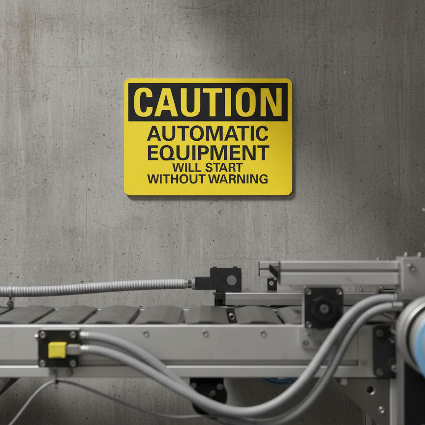 Caution Automatic Equipment Will Start Without