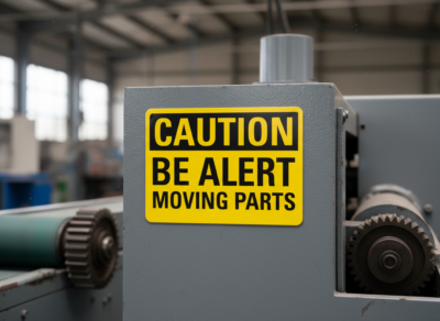 Caution Be Alert Moving Parts