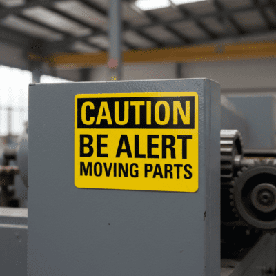 Caution Be Alert Moving Parts