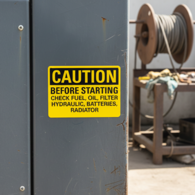 Caution Before Starting Check Fuel, Oil, Filter