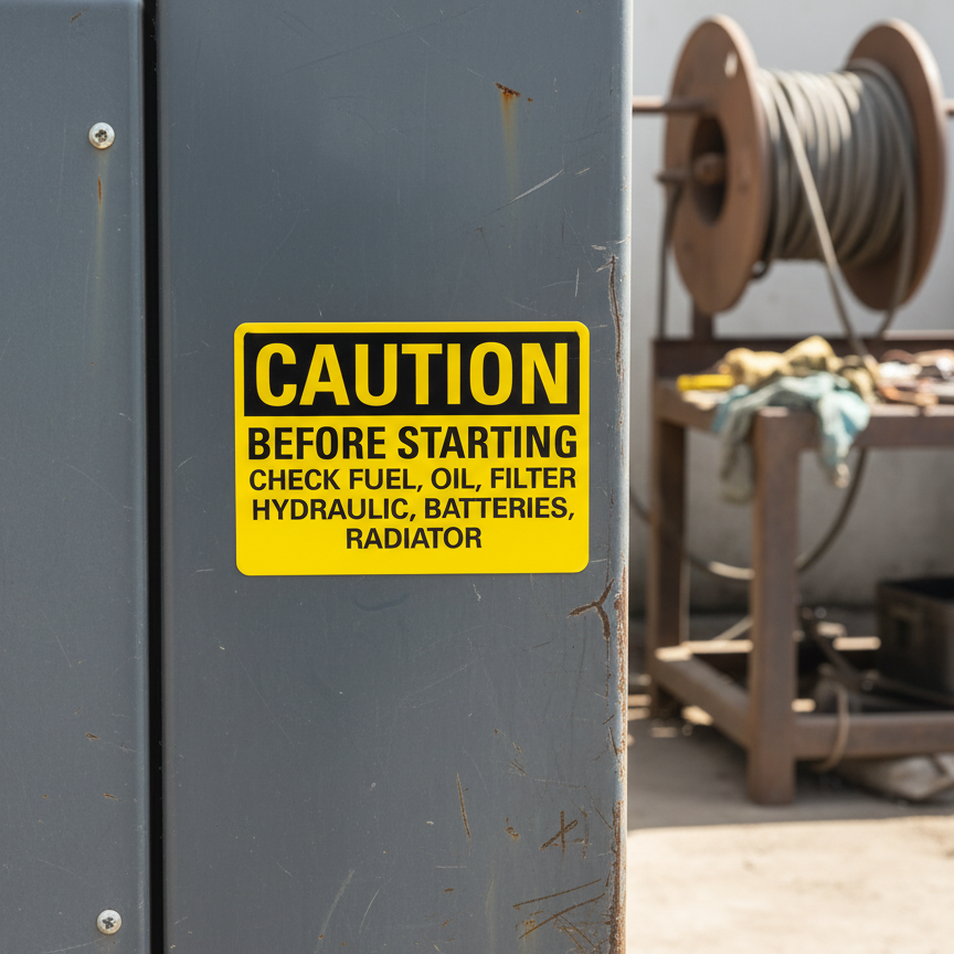 Caution Before Starting Check Fuel, Oil, Filter