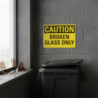 Caution Broken Glass Only