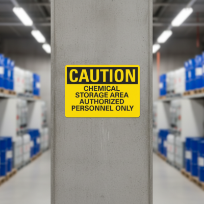 Caution Chemical Storage Area Authorized Personnel