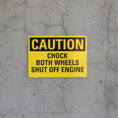 Caution Chock Both Wheels Shut Off Engine
