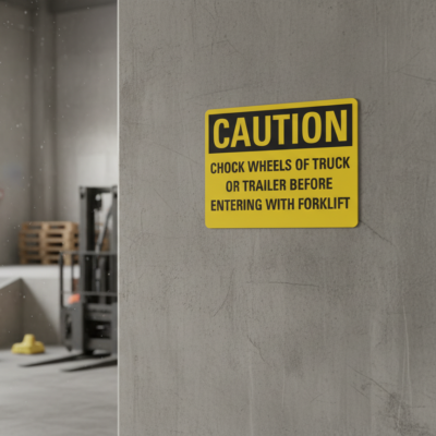 Caution Chock Wheels Of Truck Or Trailer Before