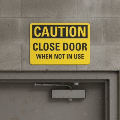 Caution Close Door When Not In Use