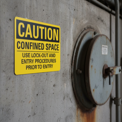 Caution Confined Space Use Lock-Out And Entry