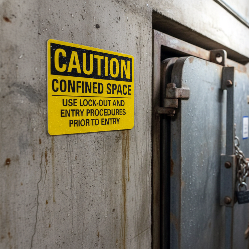 Caution Confined Space Use Lock-Out And Entry - Image 2