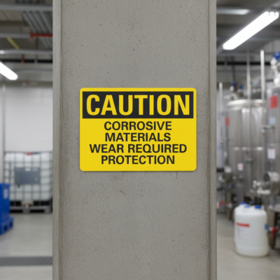 Caution Corrosive Materials Wear