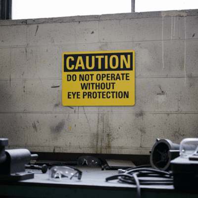 Caution Do Not Operate Without Eye Protection