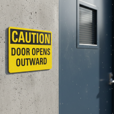 Caution Door Opens Outward