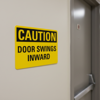 Caution Door Swings Inward