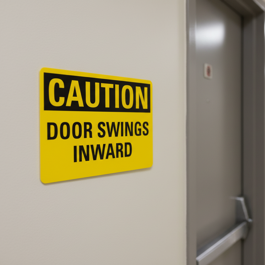 Caution Door Swings Inward