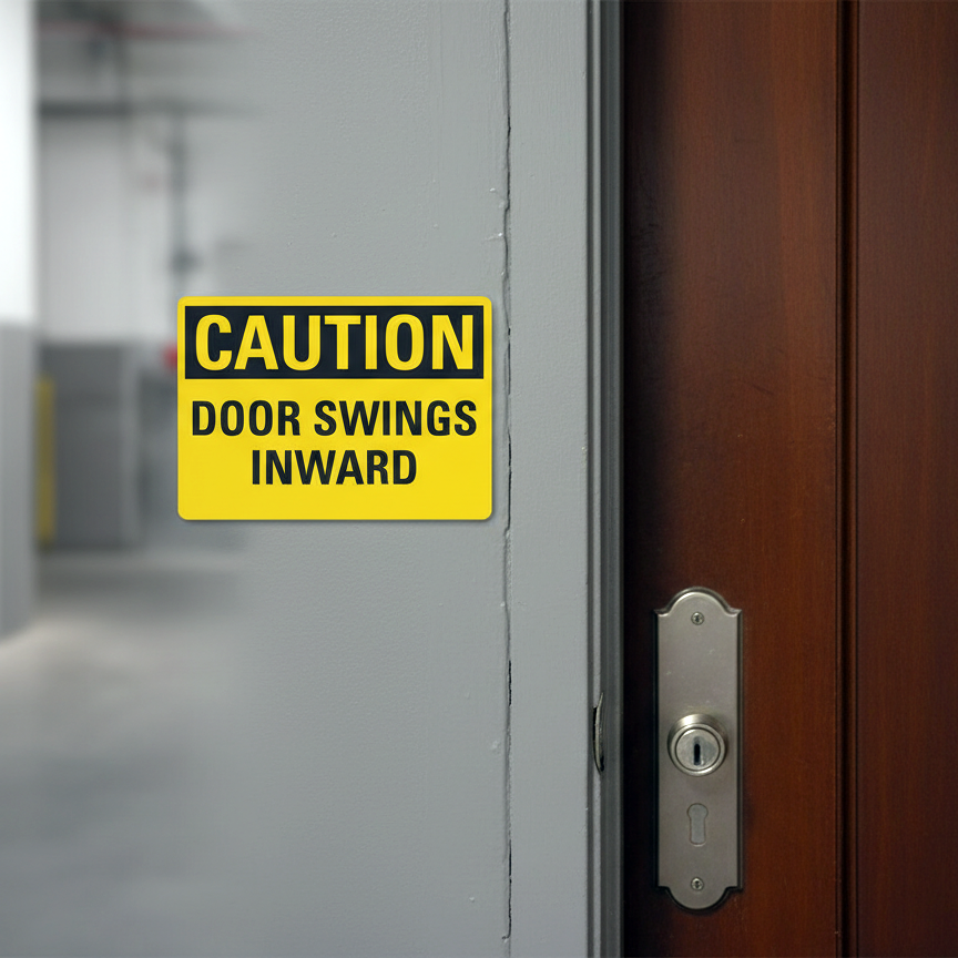 Caution Door Swings Inward - Image 2