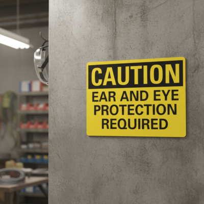 Caution Ear And Eye Protection Required