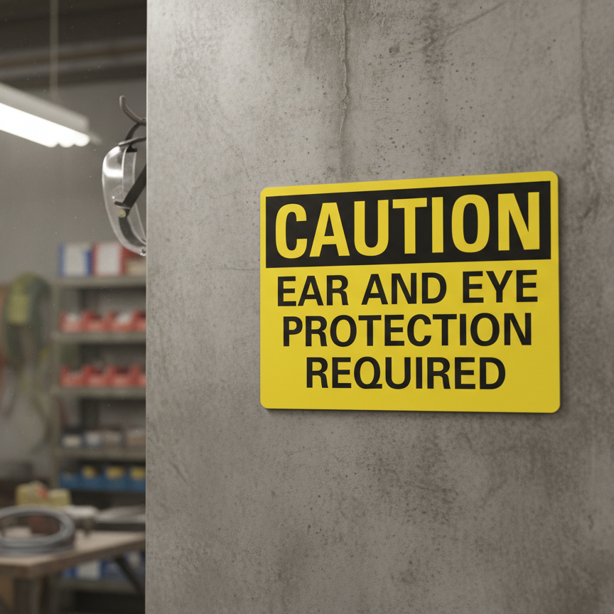 Caution Ear And Eye Protection Required
