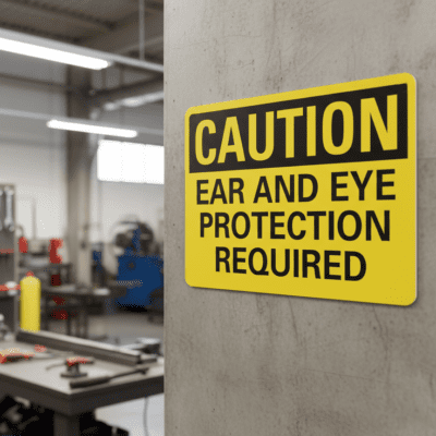 Caution Ear And Eye Protection Required