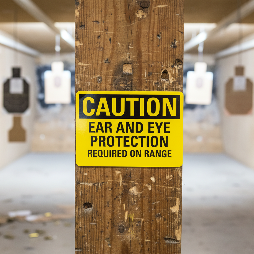 Caution Ear And Eye Protection Required On Range
