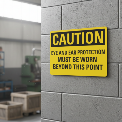 Caution Eye And Ear Protection Must Be Worn