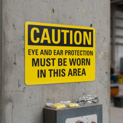 Caution Eye And Ear Protection Must Be Worn