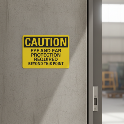 Caution Eye And Ear Protection Required Beyond