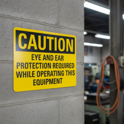 Caution Eye And Ear Protection Required While