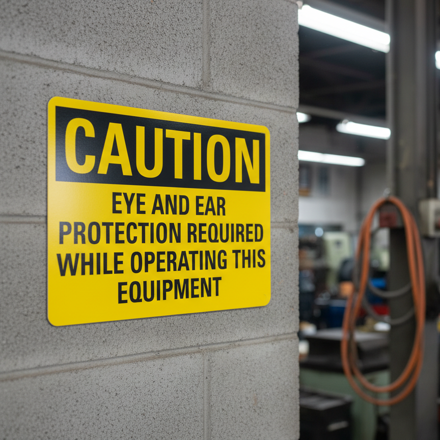 Caution Eye And Ear Protection Required While