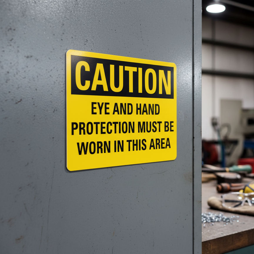 Caution Eye And Hand Protection Must Be Worn - Image 2