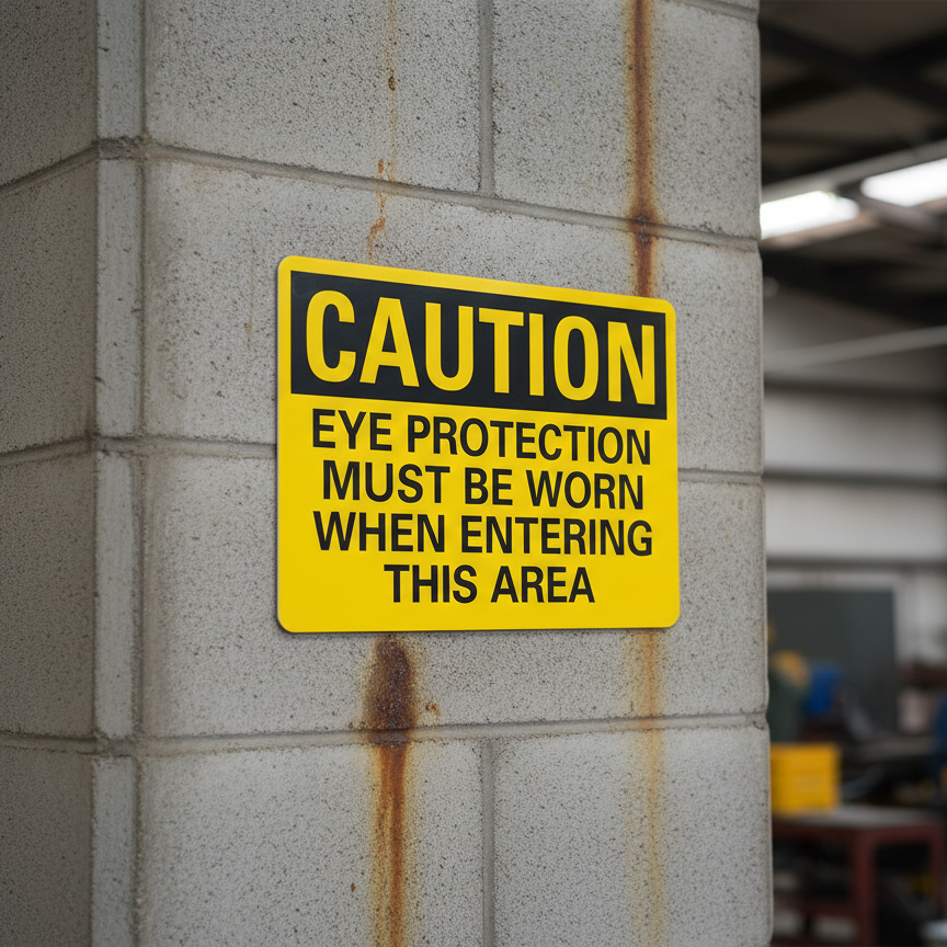 Caution Eye Protection Must Be Worn When Entering