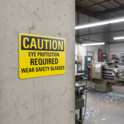 Caution Eye Protection Required Wear Safety Glasses