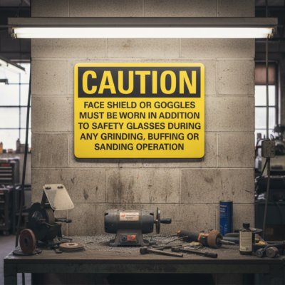 Caution Face Shields Or Goggles Must Be Worn