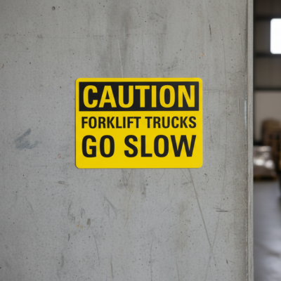 Caution Forklift Trucks Go Slow