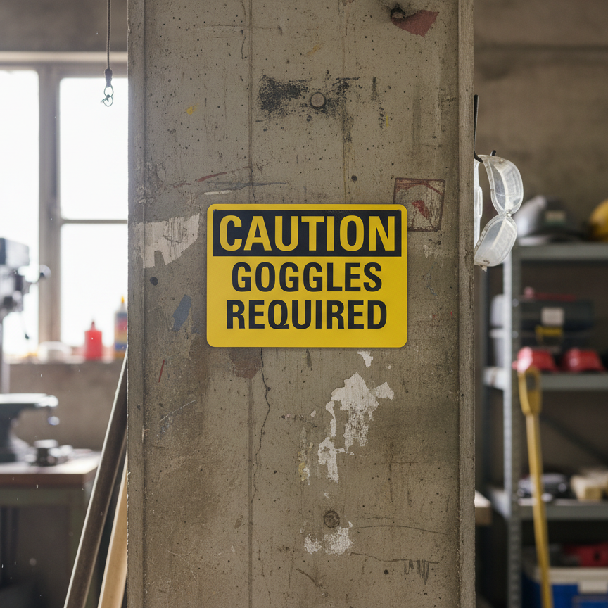Caution Goggles Required