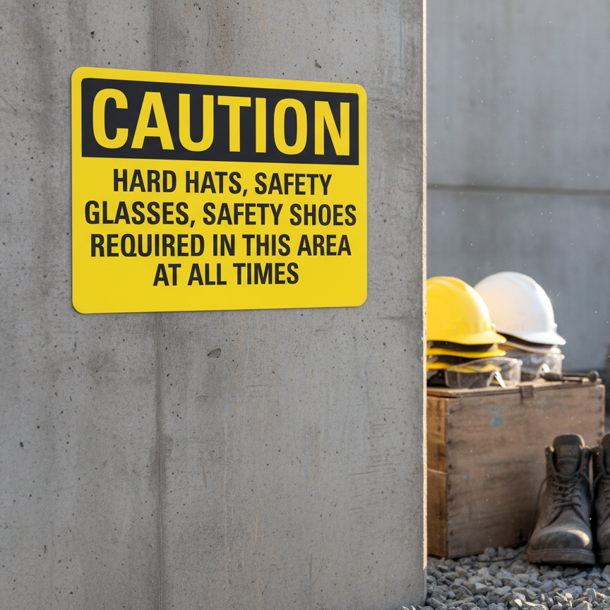 Caution Hard Hats, Safety Glasses, Safety Shoes - Image 2