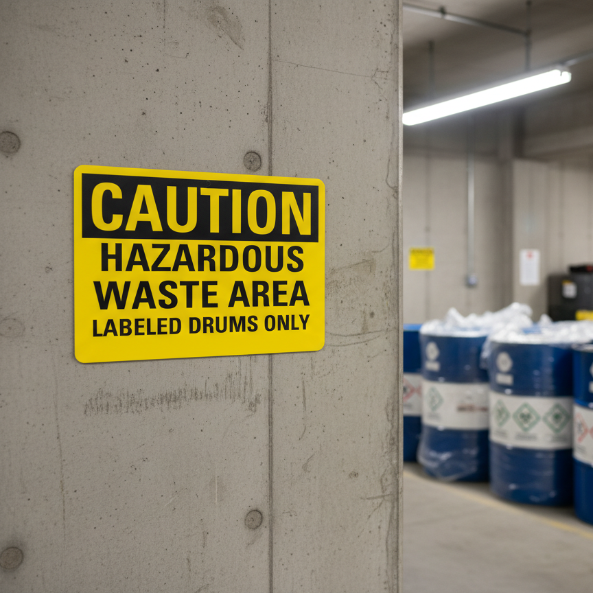 Caution Hazardous Waste Area Labeled Drums Only - Image 2