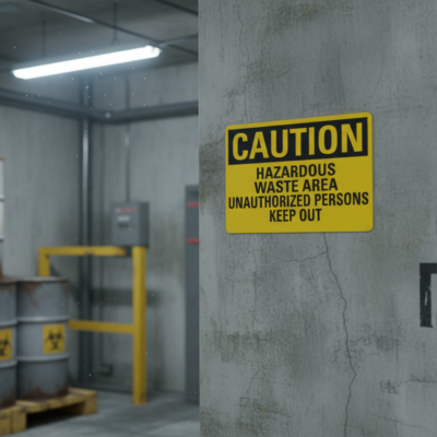 Caution Hazardous Waste Area Unauthorized Persons