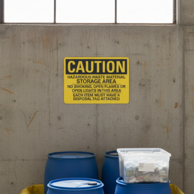 Caution Hazardous Waste Materialstorage Area