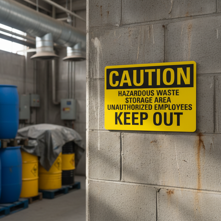 Caution Hazardous Waste Storage Area Unauthorized