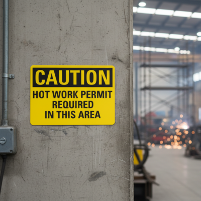 Caution Hot Work Permit Required In This Area