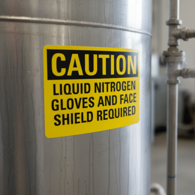 Caution Liquid Nitrogen Gloves And Face Shield