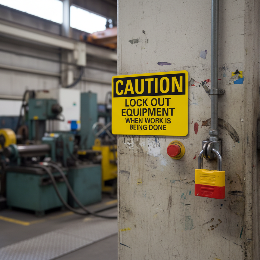 Caution Lock Out Equipment When Work Is Being Done - Image 2