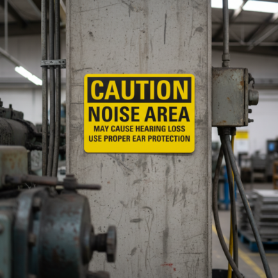 Caution Noise Area May Cause Hearing Loss Use