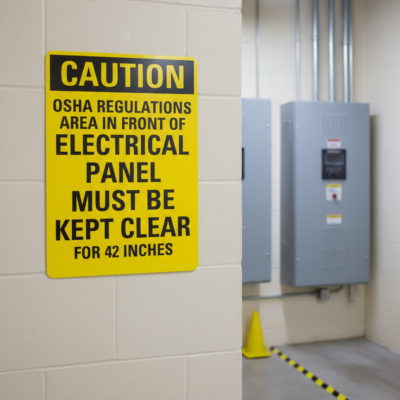Caution Osha Regulations Area In Front Electrical