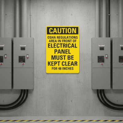 Caution Osha Regulations Area In Front Electrical