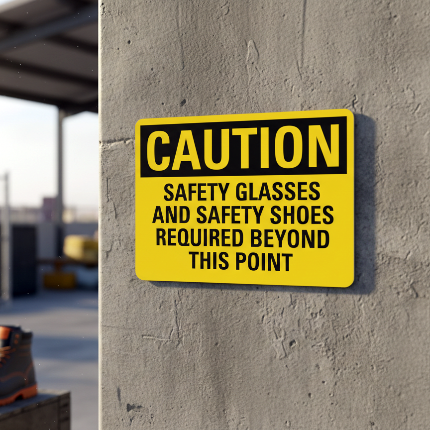 Caution Safety Glasses And Safety Shoes Required - Image 2